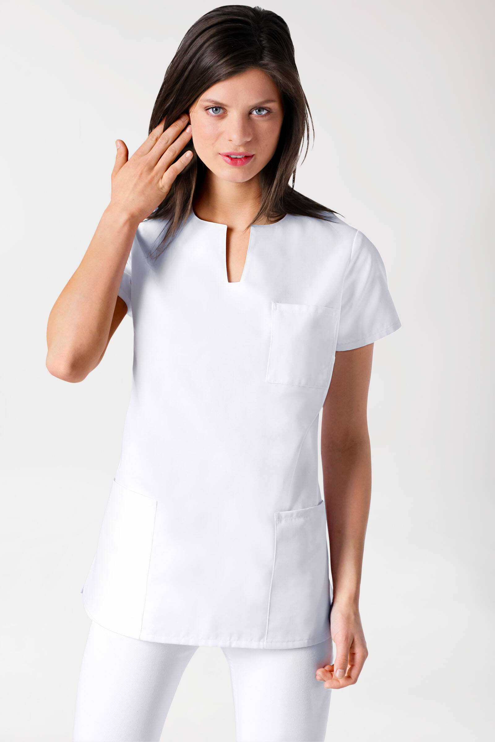 JUST STRONG Schlupfkasack Damen - eckiger Ausschnitt weiß, L, Berufsbekleidung.de