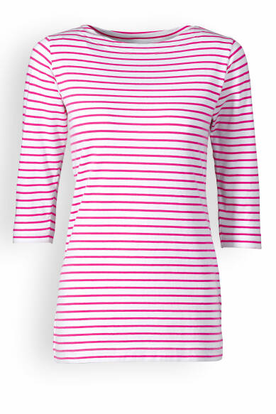 Longshirt Damen - 3/4 Arm pink/weiß