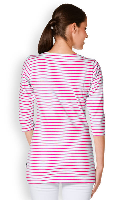 Longshirt Damen - 3/4 Arm pink/weiß
