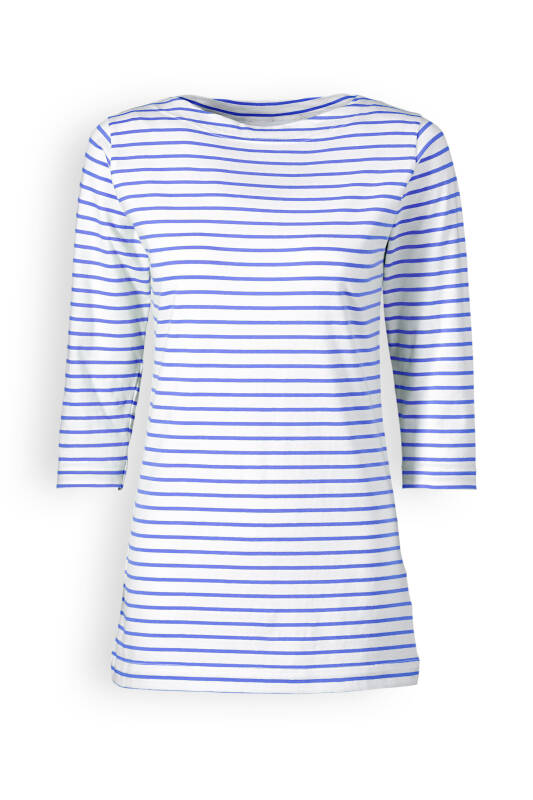 T-shirt long Femme - Manche 3/4 bleu/blanc