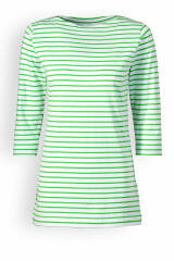 T-shirt long Femme - Manche 3/4 vert pomme/blanc