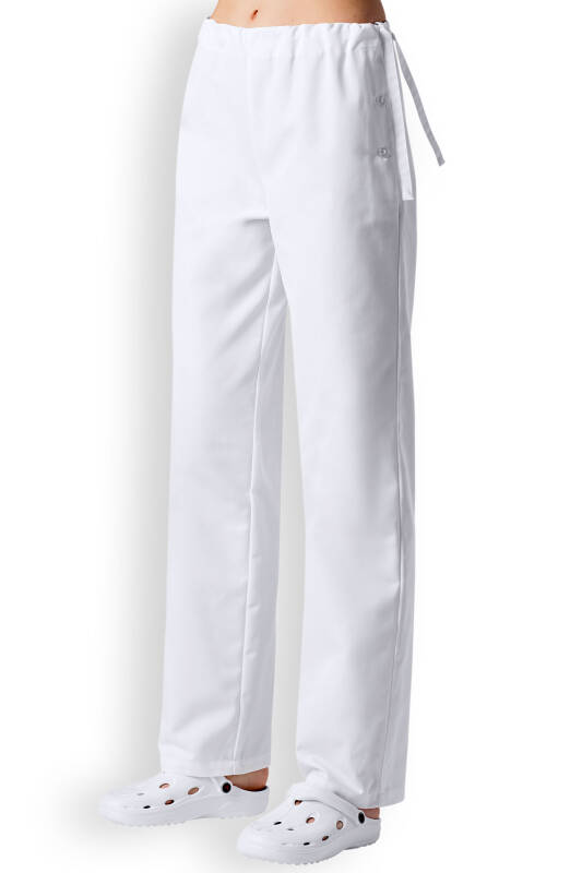 Pantalon Coton mixte - Boutonnage sur le côté blanc