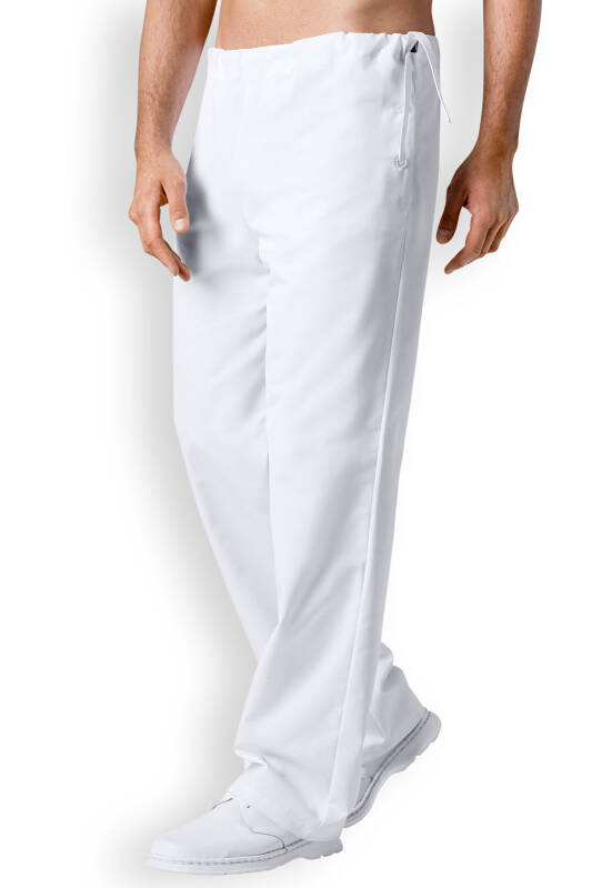 Pantalon Coton mixte - Boutonnage sur le côté blanc