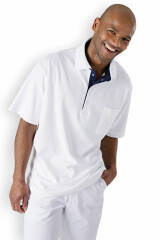 Herren-Shirt Weiß Dunkelblau Interlock