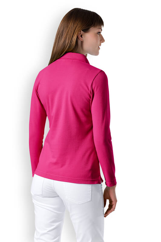 Poloshirt für Damen Pink Langarm Stretch