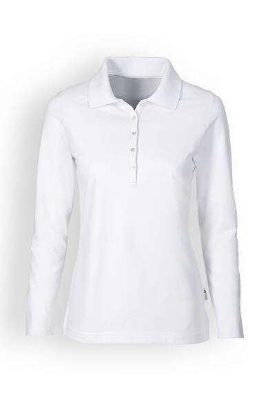 T-shirt Stretch Femme - Col polo et manche longue blanc