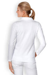 Poloshirt für Damen Weiss Langarm Stretch