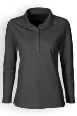 Stretch shirt dames - 1/1 mouw met polokraag leigrijs