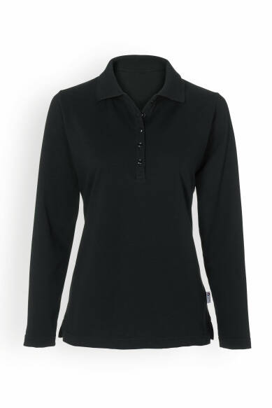 T-shirt Stretch Femme - Col polo et manche longue noir