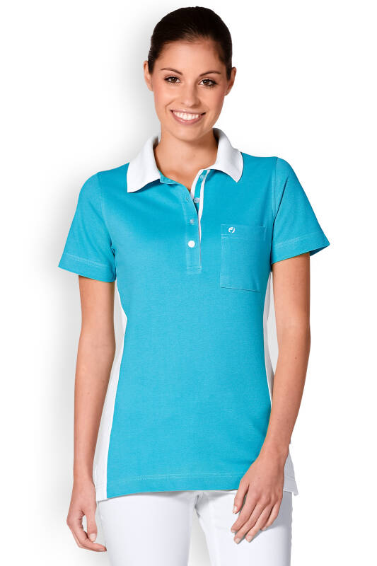 Damen-Poloshirt Türkis Logostickerei