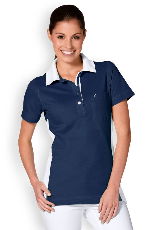 Damen-Poloshirt Navy Logostickerei