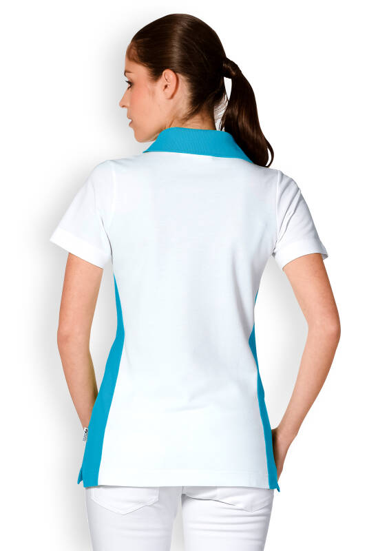 Poloshirt Damen Weiß Kontras in Türkis