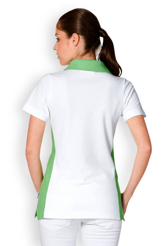 Poloshirt Damen Weiß Kontrast Apfelgrün