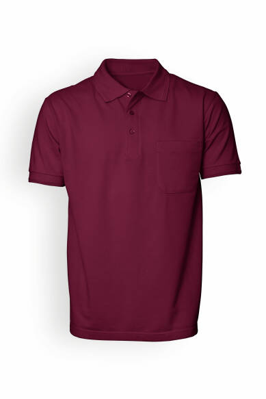 T-shirt Homme en Piqué adapté au lavage industriel selon EN ISO 15797 - Col polo bordeaux