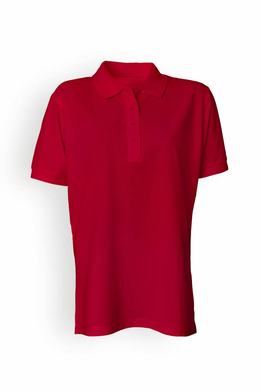 T-shirt Femme en Piqué adapté au lavage industriel selon EN ISO 15797 - Col polo rouge