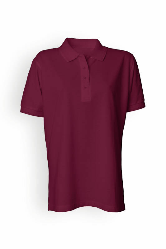 Piqué damesshirt geschikt voor industrieel wassen volgens EN ISO 15797 - polokraag bordeaux