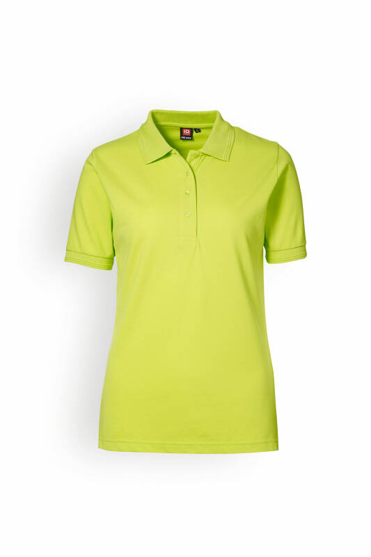 Piqué damesshirt geschikt voor industrieel wassen volgens EN ISO 15797 - polokraag lime-groen