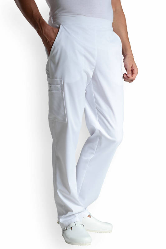 CLINIC WASH Pantalon mixte - Poche sur la jambe blanc