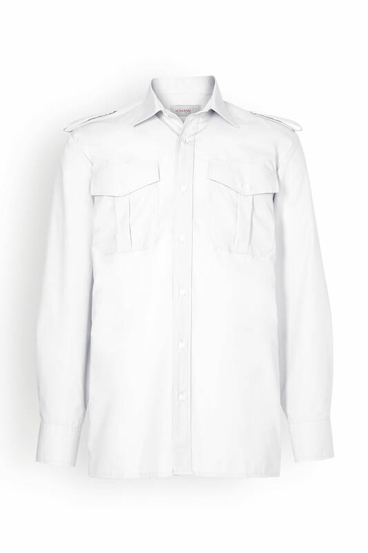 Pilotenhemd Langarm Weiß 100% Baumwolle