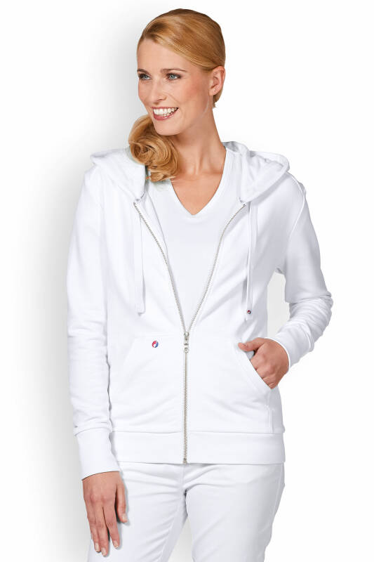 Sweatjack dames - met capuchon wit