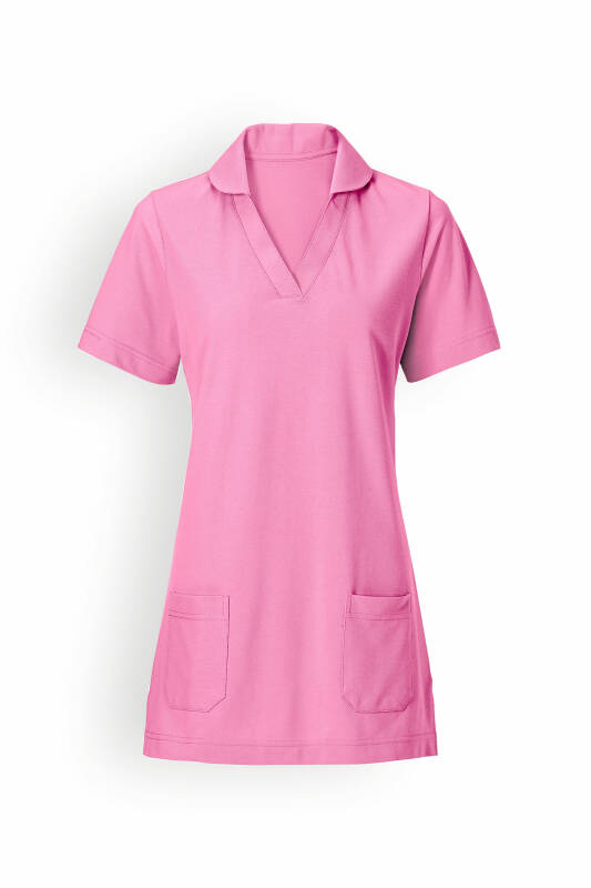 T-shirt long Femme en Piqué - Avec col rose bonbon