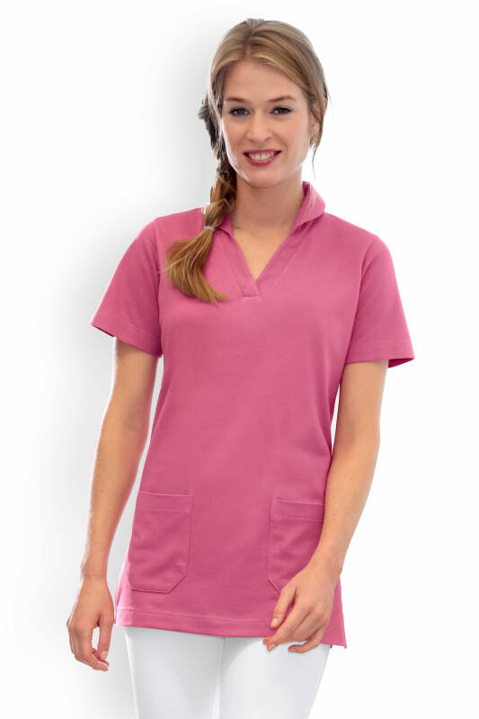 T-shirt long Femme en Piqué - Avec col bois de rose
