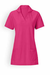 Piqué Longshirt Damen - mit Kragen pink