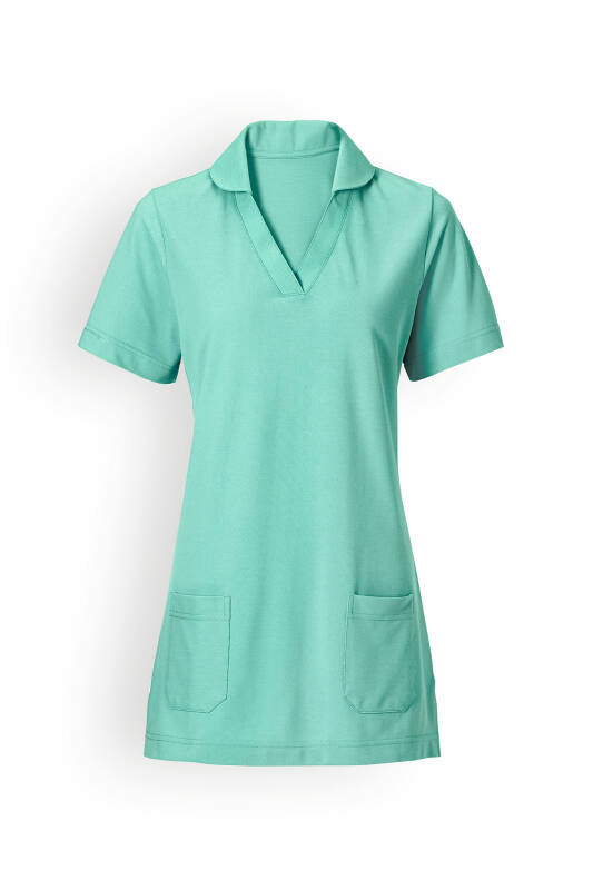 Piqué Longshirt Damen - mit Kragen aqua green
