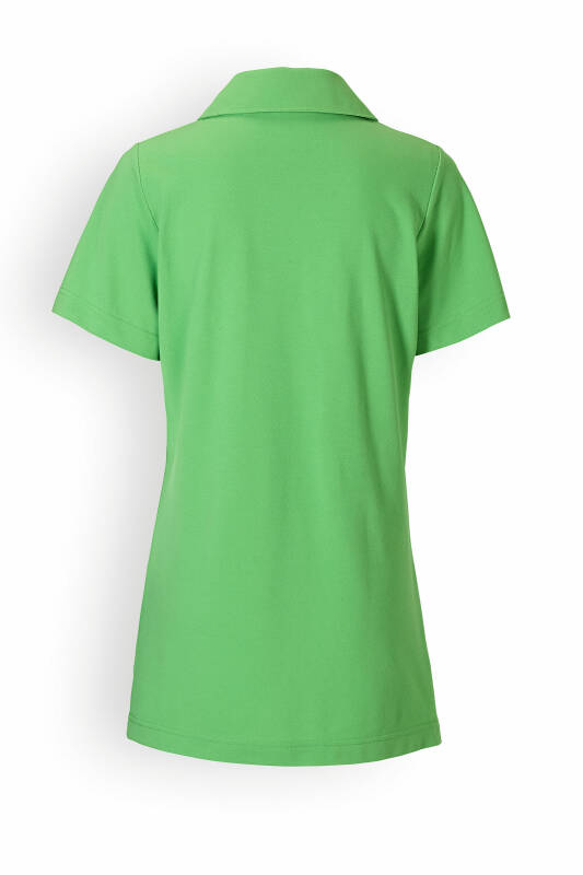 Piqué Longshirt Damen - mit Kragen apfelgrün