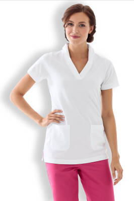 Damen-Longshirt V-Ausschnitt Weiß