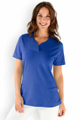 Piqué Longshirt Damen - diagonaler Ausschnitt königsblau