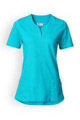 T-shirt long Femme en Piqué - Encolure diagonale bleu curaçao