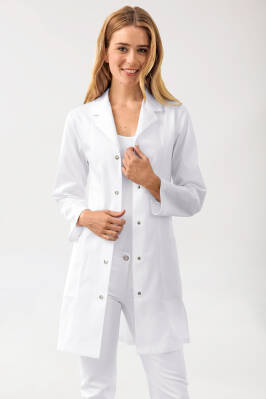 Blouse mi-longue Femme - Col tailleur blanc