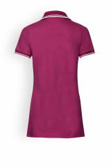 T-shirt long Femme en Piqué - Col polo berry/blanc