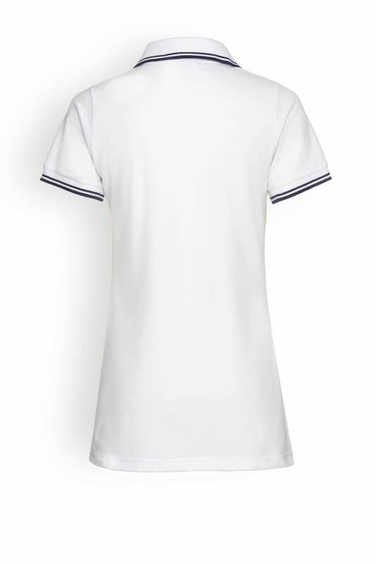 Piqué Longshirt Damen - Polokragen weiß/navy