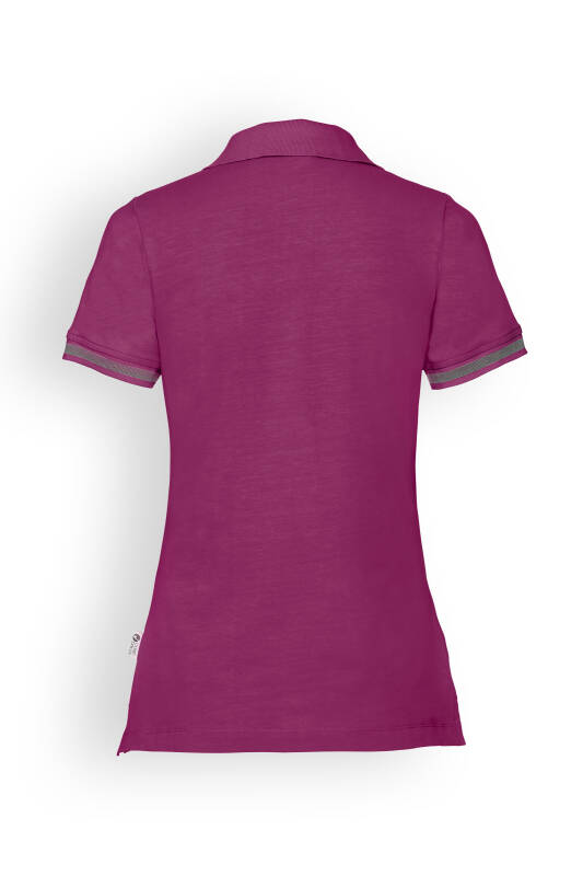 T-shirt Stretch Femme - Col polo berry/gris chiné foncé