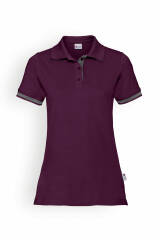 Stretch shirt dames - polokraag pruimen/donkergrijs melange