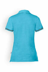Stretch Shirt Damen - Polokragen türkis/dunkelgrau melange