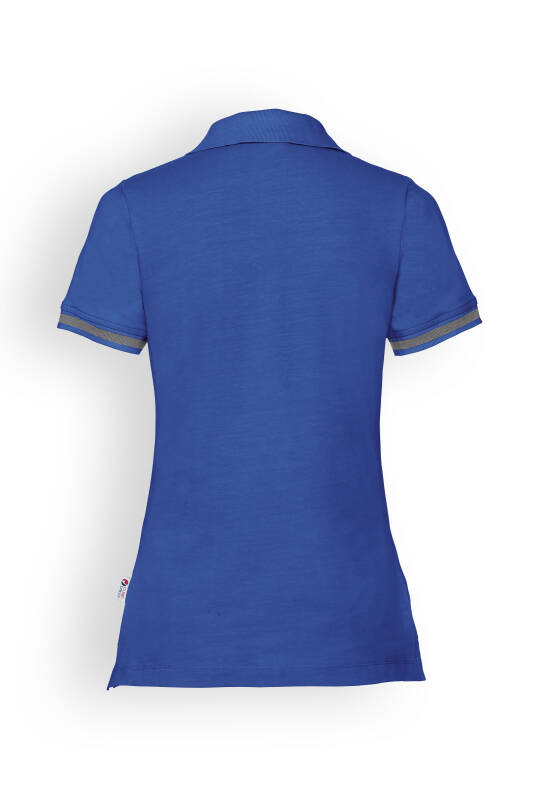 Stretch Shirt Damen - Polokragen königsblau/dunkelgrau melange