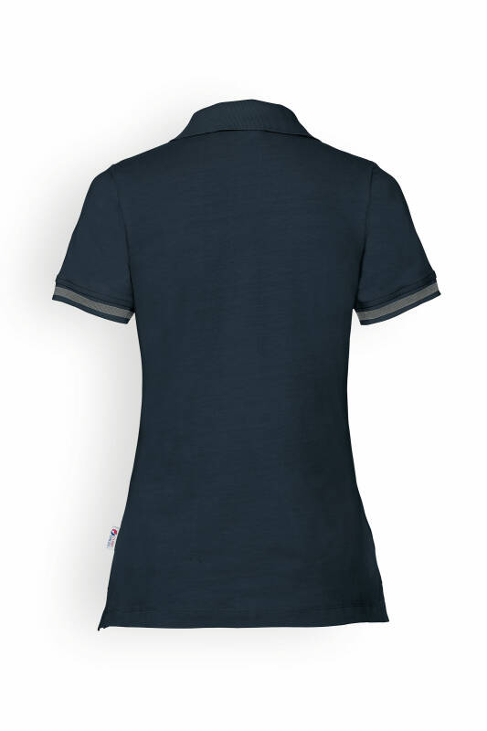 Stretch shirt dames - polokraag navy/donkergrijs melange