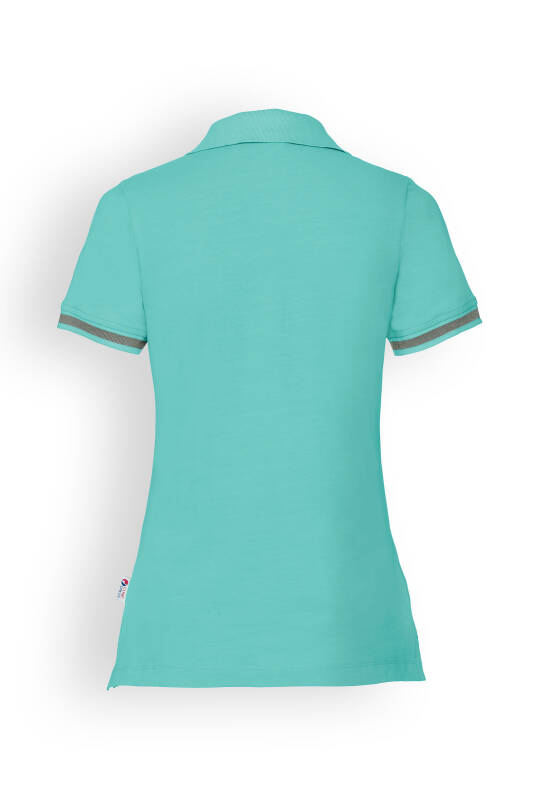 T-shirt Stretch Femme - Col polo vert d'eau/gris chiné foncé
