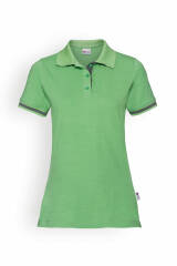 Stretch Shirt Damen - Polokragen apfelgrün/dunkelgrau melange