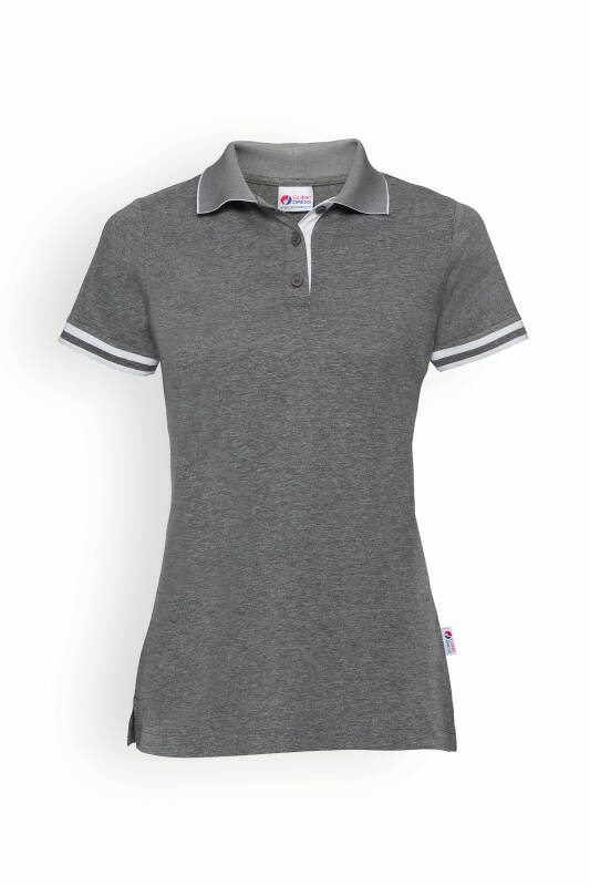 T-shirt Stretch Femme - Col polo gris chiné foncé/blanc