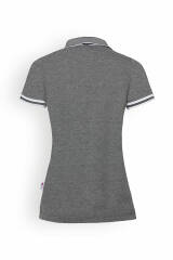 Stretch Shirt Damen - Polokragen dunkelgrau melange/weiß