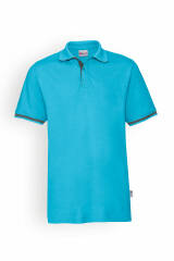T-shirt Stretch Homme - Col polo turquoise/gris chiné foncé