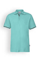 Stretch shirt heren - polokraag aqua green/donkergrijs melange