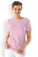 Shirt dames - 1/2 mouw wit/pink