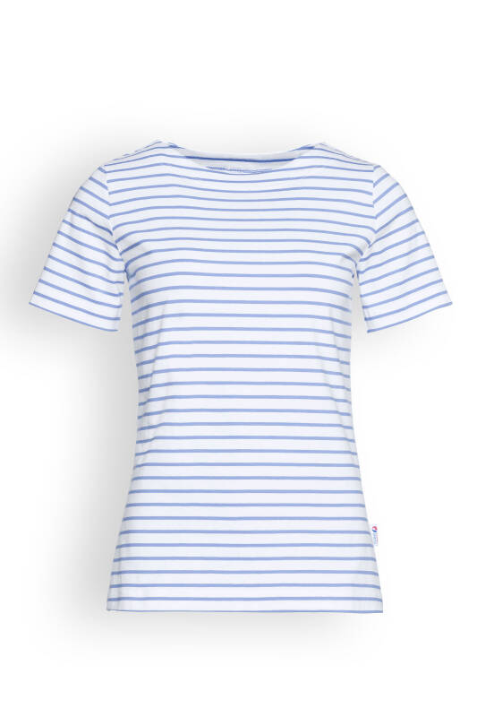 Shirt dames - 1/2 mouw wit/blauw