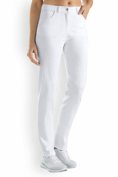5-Pocket-Hose Damen Satin-Stretch Weiß