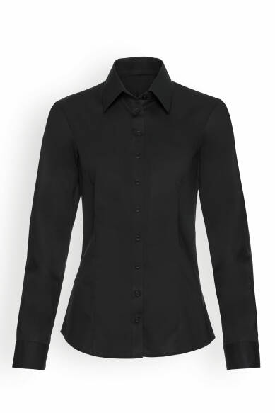 Damen Bluse Kellner Hemd Gastronomie Bedienung Long Sleeve Größe L schwarz black 